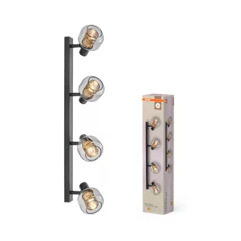   OSRAM Firefly mennyezeti spot lámpa, arany méhsejt rács füstüveggel 4 fejes, beltéri, fekete, E14, acél és üveg, IP20, hossz: 825 mm ( 4099854472152 )