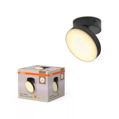 OSRAM Moon mennyezeti / fali állítható LED spot lámpa 1 fejes, beltéri, fekete, 280 lm, 5,5 W, 3000 K, acél, IP20, hossz: 120 mm ( 4099854472190 )