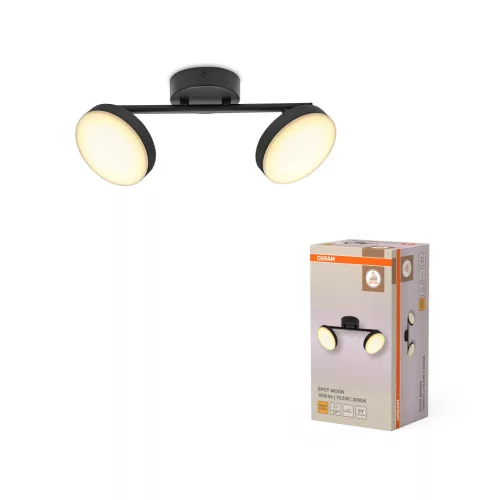 OSRAM Moon mennyezeti / fali állítható LED spot lámpa 2 fejes, beltéri, fekete, 560 lm, 10,5 W, 3000 K, acél, IP20, hossz: 350 mm ( 4099854472237 )