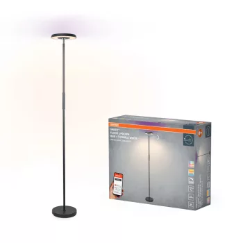   OSRAM SMART+ WIFI fel-le világító álló lámpa, RGB és 2700–5000 K, beltéri, fekete, 850 lm, 24 W, fém, IP20, magasság: 1780 mm, dimmelhető ( 4099854472251 )