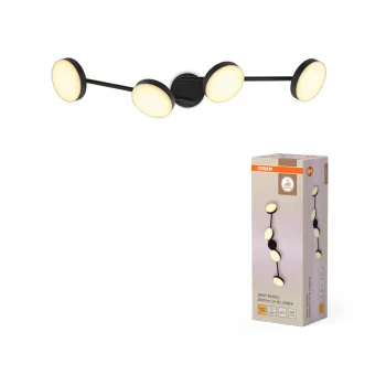   OSRAM Moon mennyezeti / fali állítható LED spot lámpa 4 fejes, beltéri, fekete, 1120 lm, 21 W, 3000 K, acél, IP20, hossz: 810 mm ( 4099854472299 )