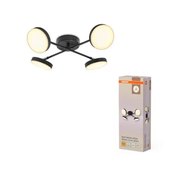   OSRAM Moon mennyezeti / fali állítható LED spot lámpa 4 fejes, beltéri, fekete, 1120 lm, 21 W, 3000 K, acél, IP20, hossz: 482 mm ( 4099854472336 )
