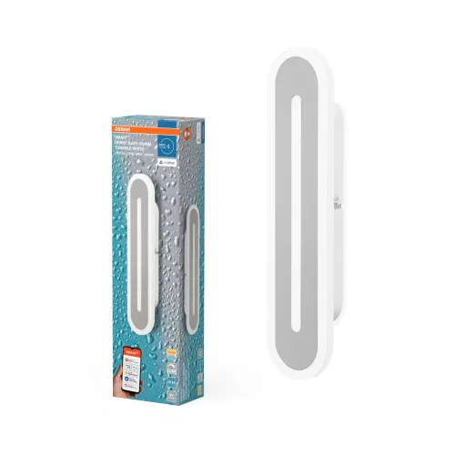 OSRAM SMART+ MATTER Orbis Wall Bath fürdőszobai LED oldalfali lámpa, beltéri / fedett kültéri, fehér, 600 lm, 13 W, 3000–6500 K, acél, IP44, hossz: 300 mm, dimmelhető ( 4099854472862 )
