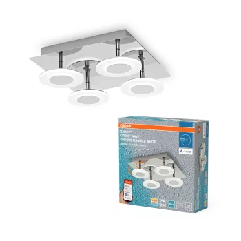   OSRAM SMART+ MATTER Orbis Wall Wave hullám fürdőszobai LED oldalfali lámpa, beltéri / fedett kültéri, ezüst, 1500 lm, 24 W, 3000–6500 K, (PMMA), IP44, hossz: 300 mm, dimmelhető ( 4099854473227 )