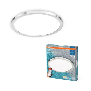  OSRAM SMART+ MATTER Orbis Disc fürdőszobai LED mennyezeti lámpa, beltéri / fedett kültéri, ezüst, 1400 lm, 18 W, 3000–6500 K, alumínium, IP44, átmérő: 300 mm, dimmelhető ( 4099854473241 )