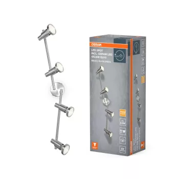   OSRAM Brushed Silver mennyezeti / fali állítható spot lámpa 4 fejes, beltéri, ezüst, GU10, alumínium, IP20, hossz: 684 mm ( 4099854473586 )