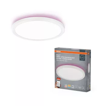   OSRAM Smart+ Orbis kerek LED oldalfali lámpa RGB és állítható színhőmérséklet, beltéri, fehér, 1140 lm, 19 W, 2700–6500 K, műanyag, IP20, átmérő: 235 mm, magasság: 27 mm, UGR < 25, dimmelhető ( 4099854473685 )