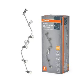   OSRAM Brushed Silver mennyezeti / fali állítható spot lámpa 6 fejes, beltéri, ezüst, GU10, alumínium, IP20, hossz: 1198 mm ( 4099854473746 )