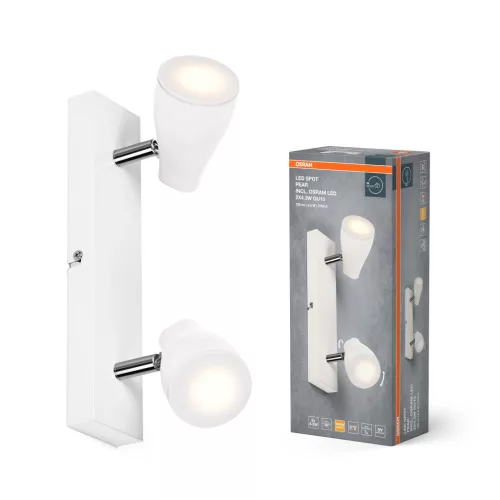 OSRAM Pear mennyezeti / fali állítható spot lámpa 2 fejes, beltéri, fehér, 2 × GU10, fém és műanyag, IP20, hossz: 274 mm, UGR < 25 ( 4099854473784 )