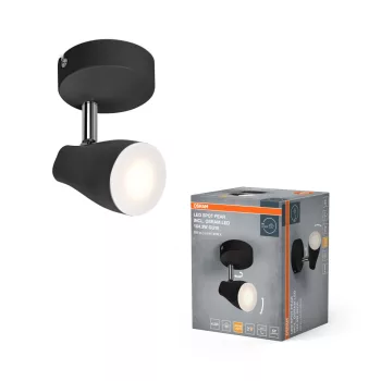   OSRAM Pear mennyezeti / fali állítható spot lámpa 1 fejes, beltéri, fekete, GU10, fém és műanyag, IP20, hossz: 92 mm, UGR < 25 ( 4099854473920 )