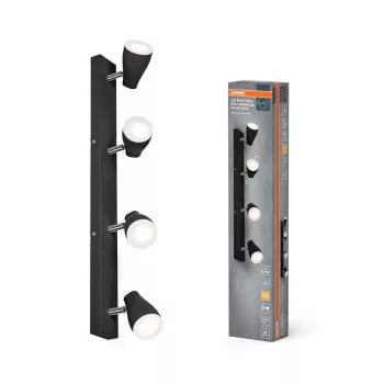   OSRAM Pear mennyezeti / fali állítható spot lámpa 4 fejes, beltéri, fekete, 4 × GU10, fém és műanyag, IP20, hossz: 614 mm, UGR < 25 ( 4099854473982 )