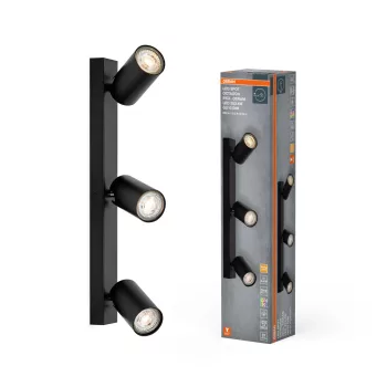   OSRAM Octagon mennyezeti / fali állítható dimmelhető spot lámpa 3 fejes, beltéri, fekete, GU10, acél, IP20, hossz: 430 mm, dimmelhető ( 4099854474040 )
