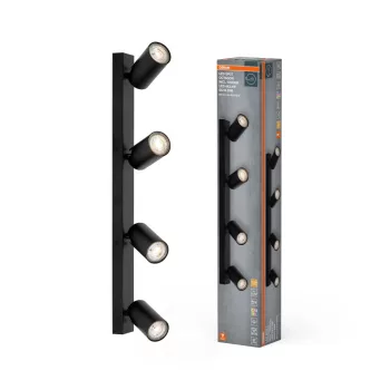   OSRAM Octagon mennyezeti / fali állítható dimmelhető spot lámpa 4 fejes, beltéri, fekete, GU10, acél, IP20, hossz: 600 mm, dimmelhető ( 4099854474088 )