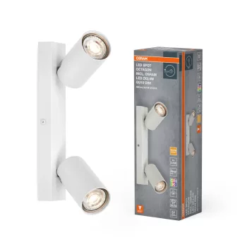   OSRAM Octagon mennyezeti / fali állítható dimmelhető spot lámpa 2 fejes, beltéri, fehér, GU10, acél, IP20, hossz: 260 mm, dimmelhető ( 4099854474132 )