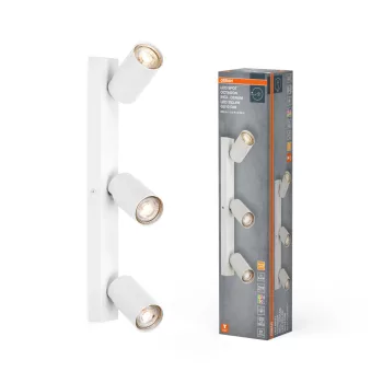   OSRAM Octagon mennyezeti / fali állítható dimmelhető spot lámpa 3 fejes, beltéri, fehér, GU10, acél, IP20, hossz: 430 mm, dimmelhető ( 4099854474156 )
