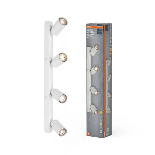 OSRAM Octagon mennyezeti / fali állítható dimmelhető spot lámpa 4 fejes, beltéri, fehér, GU10, acél, IP20, hossz: 600 mm, dimmelhető ( 4099854474200 )