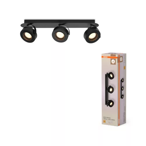 OSRAM Venus mennyezeti / fali állítható LED spot lámpa 3 fejes, beltéri, fekete, 650 lm, 16 W, 3000 K, acél, IP20, hossz: 500 mm ( 4099854474316 )