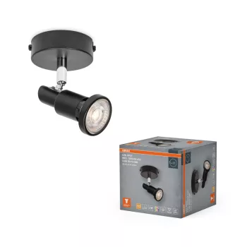   OSRAM mennyezeti / fali állítható dimmelhető LED spot lámpa 1 fejes, beltéri, fekete, 230 lm, 3,4 W, 2700 K, acél, IP20, hossz: 130 mm, dimmelhető ( 4099854474354 )