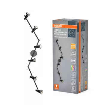   OSRAM mennyezeti / fali állítható dimmelhető LED spot lámpa 6 fejes, beltéri, fekete, 1380 lm, 20,4 W, 2700 K, acél, IP20, hossz: 1198 mm, dimmelhető ( 4099854474514 )