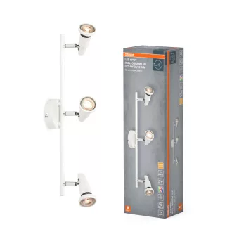   OSRAM mennyezeti / fali állítható dimmelhető LED spot lámpa 3 fejes, beltéri, fehér, 690 lm, 10,2 W, 2700 K, acél, IP20, hossz: 486 mm, dimmelhető ( 4099854474576 )