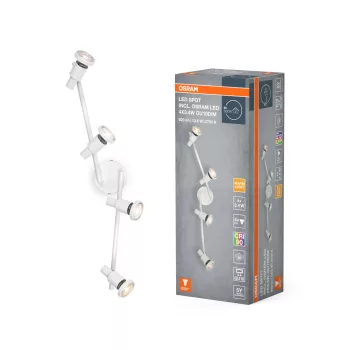   OSRAM mennyezeti / fali állítható dimmelhető LED spot lámpa 4 fejes, beltéri, fehér, 920 lm, 13,6 W, 2700 K, acél, IP20, hossz: 684 mm, dimmelhető ( 4099854474590 )
