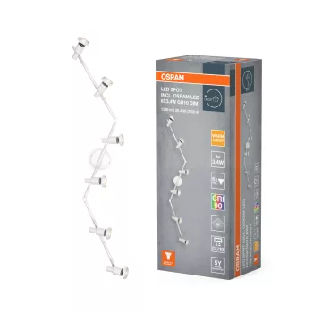   OSRAM mennyezeti / fali állítható dimmelhető LED spot lámpa 6 fejes, beltéri, fehér, 1380 lm, 20,4 W, 2700 K, acél, IP20, hossz: 1198 mm, dimmelhető ( 4099854474613 )