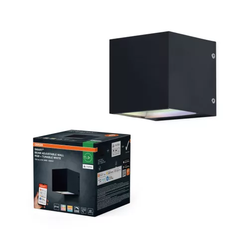 OSRAM SMART+ MATTER kültéri állítható fényszögű LED fali lámpa RGBW, kültéri, fekete, 320 lm, 8 W, 3000–6500 K, ABS, IP44, hossz: 365 mm, dimmelhető ( 4099854474668 )
