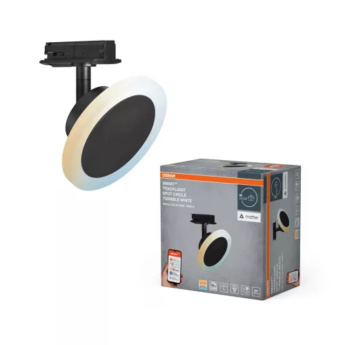 OSRAM SMART+ MATTER Tracklight sínrendszerhez LED spot lámpa, kerek kivitel, beltéri, fekete, 350 lm, 6,5 W, 3000–6500 K, acél, IP20, hossz: 120 mm, dimmelhető ( 4099854474682 )