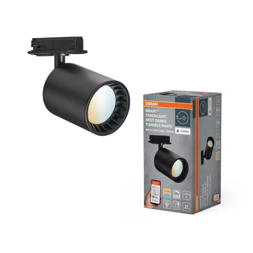 OSRAM SMART+ MATTER Tracklight sínrendszerhez LED spot lámpa, Osaka kivitel, beltéri, fekete, 230 lm, 8 W, 3000–6500 K, acél, IP20, hossz: 140 mm, dimmelhető ( 4099854474743 )