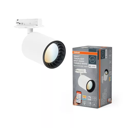 OSRAM SMART+ MATTER Tracklight sínrendszerhez LED spot lámpa, Osaka kivitel, beltéri, fehér, 250 lm, 8 W, 3000–6500 K, acél, IP20, hossz: 140 mm, dimmelhető ( 4099854474767 )