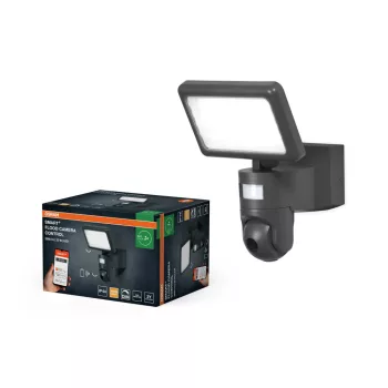   OSRAM SMART+ kültéri kamerás LED reflektor távirányítóval, kültéri, sötétszürke, 2000 lm, 23 W, 3000 K, alumínium, IP44, hossz: 262 mm, dimmelhető ( 4099854474897 )