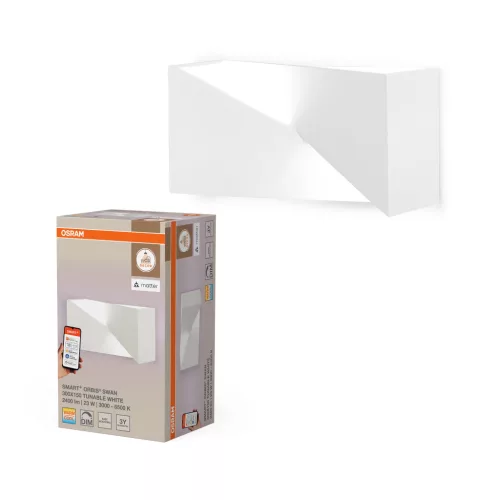 OSRAM SMART+ MATTER hattyú LED oldalfali lámpa, beltéri, fehér, 1700 lm, 23 W, 3000–6500 K, gipsz, IP20, hossz: 150 mm, dimmelhető ( 4099854475030 )