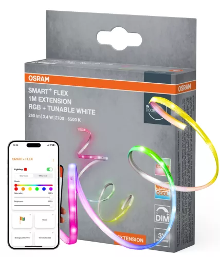 OSRAM SMART+ MATTER LED szalag bővítő, RGB és 2700–6500 K, beltéri, 3,4 W, szilikon, IP54, hossz: 1000 mm, dimmelhető ( 4099854475191 )