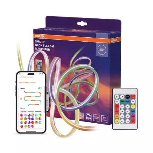 OSRAM SMART+ WIFI neon LED szalag távirányítóval, RGB, beltéri, 24 W, szilikon, IP20, hossz: 5000 mm, dimmelhető ( 4099854475375 )
