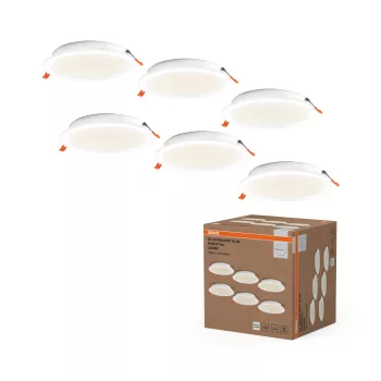   OSRAM Essentials beépíthető LED downlight, beltéri, fehér, 1650 lm, 18 W, 4000 K, PP, IP20, vastagság: 31 mm, átmérő: 220 mm, 6 db-os szett ( 4099854478659 )