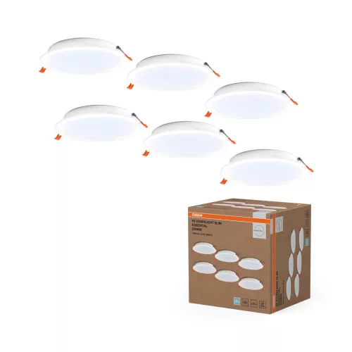 OSRAM Essentials beépíthető LED downlight, beltéri, fehér, 1650 lm, 18 W, 6500 K, PP, IP20, vastagság: 31 mm, átmérő: 220 mm, 6 db-os szett ( 4099854478710 )