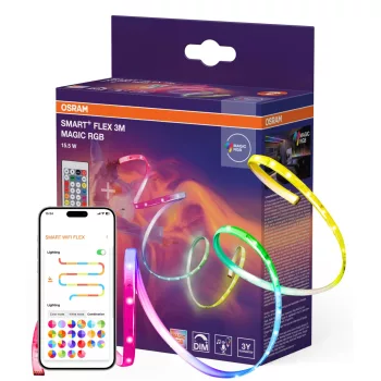   OSRAM SMART+ WIFI LED szalag távirányítóval, RGB, beltéri / fedett kültéri, 15,5 W, szilikon, IP44, hossz: 3000 mm, dimmelhető ( 4099854483097 )