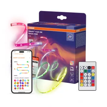   OSRAM SMART+ WIFI LED szalag távirányítóval, RGB, beltéri / fedett kültéri, 24 W, szilikon, IP44, hossz: 5000 mm, dimmelhető ( 4099854483127 )