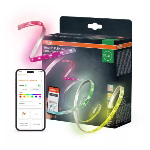 OSRAM SMART+ WIFI kültéri LED szalag, RGB és 2700–6500 K, kültéri, fehér, 740 lm, 12,5 W, (PU), IP44, hossz: 3000 mm, dimmelhető ( 4099854483141 )