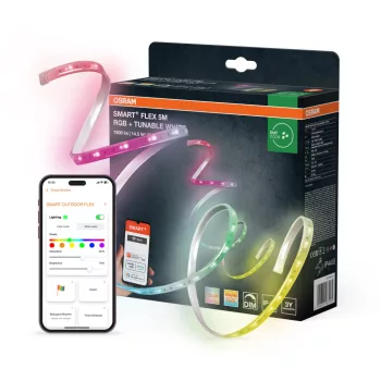   OSRAM SMART+ WIFI kültéri LED szalag, RGB és 2700–6500 K, kültéri, fehér, 960 lm, 14,5 W, (PU), IP44, hossz: 5000 mm, dimmelhető ( 4099854483165 )