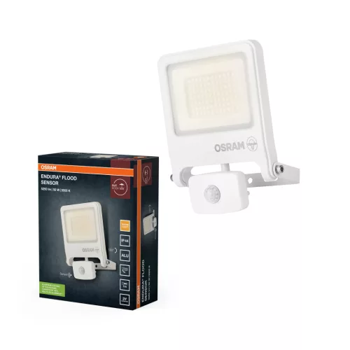 OSRAM ENDURA® LED reflektor mozgásérzékelővel, kültéri, fehér, 5000 lm, 50 W, 3000 K, alumínium, IP44, hossz: 223 mm ( 4099854487309 )