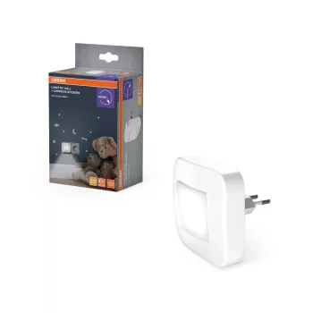   OSRAM LUNETTA® Hall konnektoros éjszakai lámpa dönthető fényiránnyal, világító matricákkal, beltéri, fehér, 3 lm, 0,2 W, 3000 K, (PC), IP20, hossz: 73 mm ( 4099854497476 )