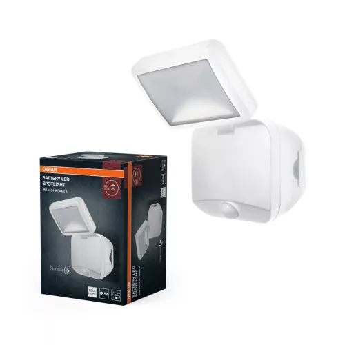 OSRAM akkumulátoros biztonsági LED spot lámpa szimpla fejjel, mozgásérzékelővel, kültéri, fehér, 260 lm, 4 W, 4000 K, ABS, IP54, hossz: 215 mm ( 4099854497537 )