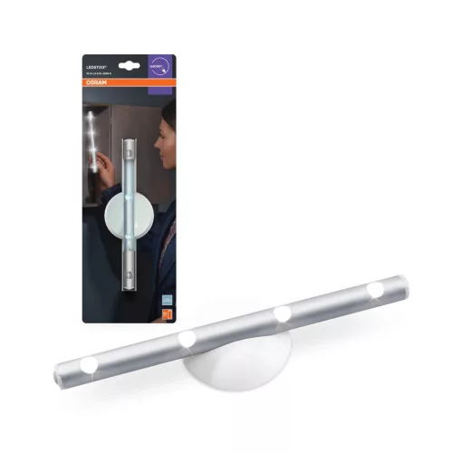 OSRAM LEDstixx® akkumulátoros hordozható LED éjszakai segédfény, beltéri, ezüst, 25 lm, 0,6 W, 6500 K, alumínium, IP20, hossz: 222 mm ( 4099854497575 )