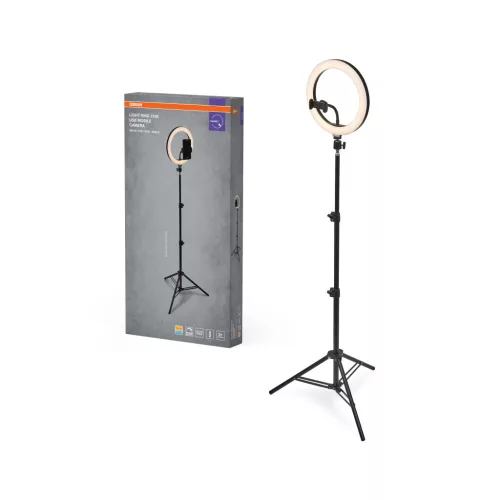 OSRAM Linear LED gyűrűlámpa háromlábú állvánnyal mobiltelefonhoz, beltéri, fehér, 250 lm, 6 W, 3000–4000 K, ABS, IP20, magasság: 2220 mm, dimmelhető ( 4099854497636 )