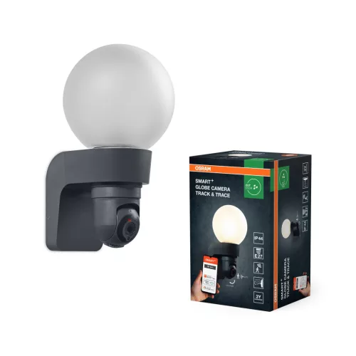 OSRAM SMART+ WIFI kültéri biztonsági kamera mozgáskövetéssel, kültéri, fekete, E27, műanyag, IP44, hossz: 85 mm ( 4099854497674 )