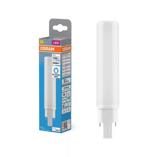 OSRAM Dulux D/E kompakt fénycső, G24q-3 foglalat, 10W, 6500K, 1100lm, hideg fehér