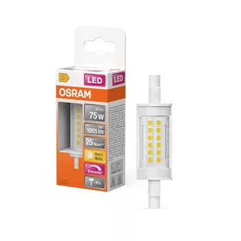 OSRAM LED ceruza izzó, átlátszó üveg búra, R7s foglalat, 9,5W, 2700K, 1055lm, meleg fehér