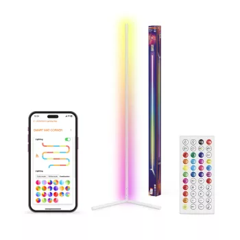   OSRAM SMART+ MATTER keskeny sarok álló lámpa távirányítóval, RGB és 2700–6500 K, beltéri, fehér, 550 lm, 14 W, alumínium és (PC), IP20, magasság: 1400 mm, dimmelhető ( 4099854511646 )