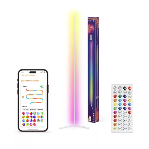 OSRAM SMART+ MATTER keskeny sarok álló lámpa távirányítóval, RGB és 2700–6500 K, beltéri, fehér, 700 lm, 20 W, alumínium és (PC), IP20, magasság: 2000 mm, dimmelhető ( 4099854511769 )
